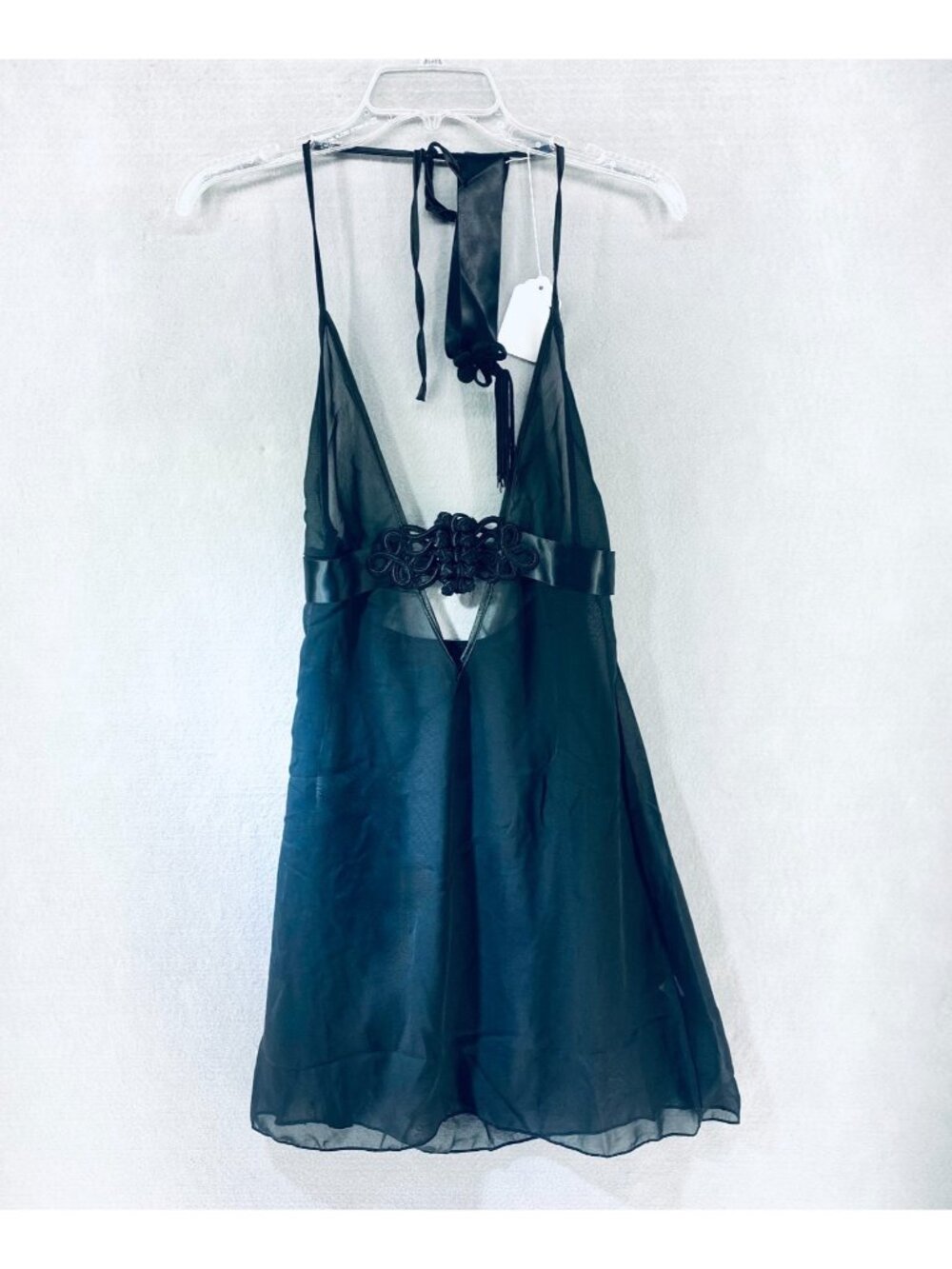 Vintage y2k 90s Babydoll Lingerie Set Small Black Sheer Japanese Retro